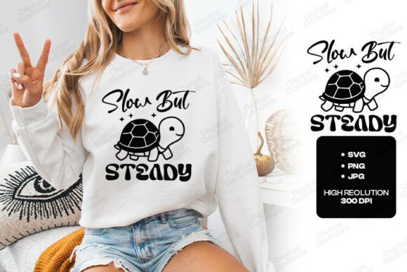 Embrace Progress with the Slow but Steady Turtle Quote Design