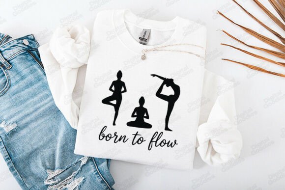 Embrace Serenity: The Born to Flow Yoga Silhouette Design