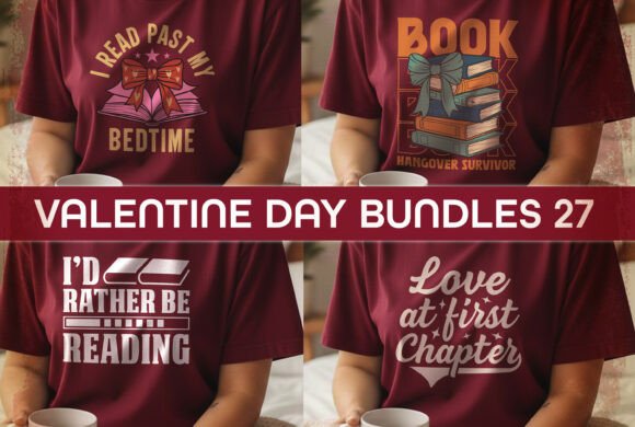Valentine Day T-Shirt Design Bundle Svg: 4 Creative Sets for Instant Merch